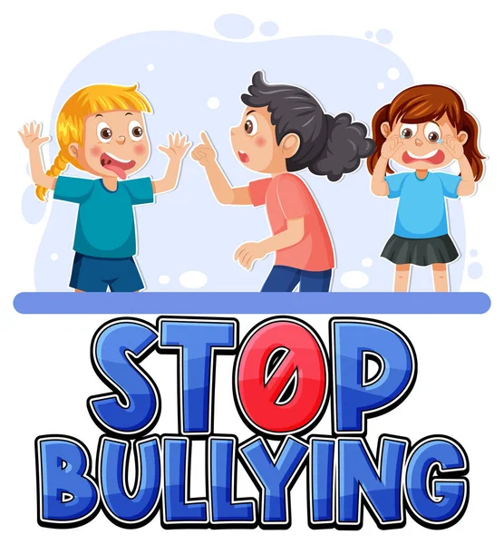 Stop Bullying Text Cartoon Character Illustration — Vettoriale Stock