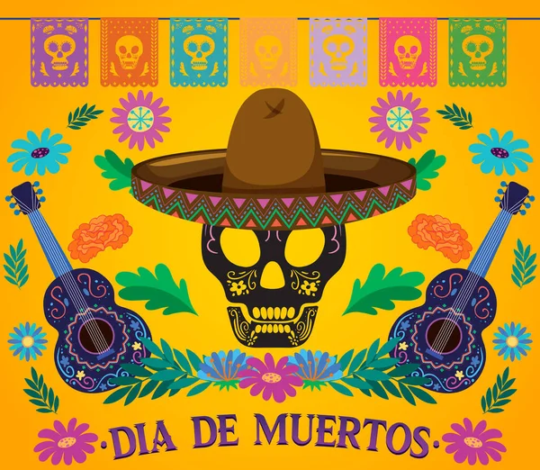 Ilustración Del Diseño Del Cartel Del Día Los Muertos — Vector de stock