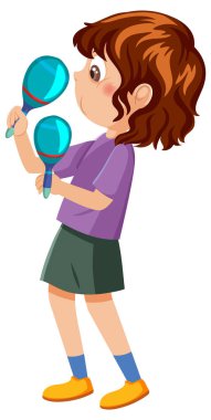 Maracas Illustration oynayan mutlu kız