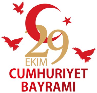 Türkiye Cumhuriyeti Günü metin tasarımı illüstrasyonu