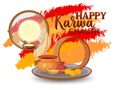 Mutlu Karva Chauth Bayrak Tasarımı İllüstrasyonu