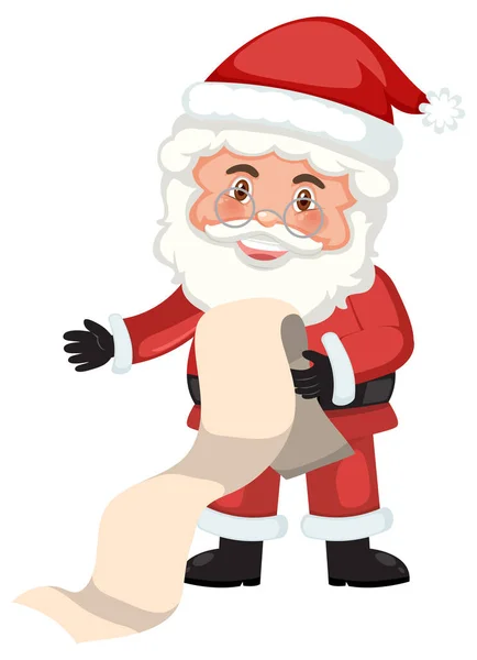 Cute Santa Claus Cartoon Character Holding Scroll Illustration — Stock Vector