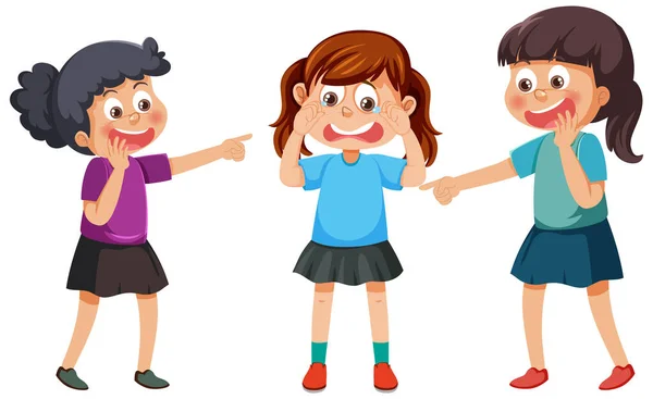 Little Girl Bullied Her Friends Illustration — Stock Vector