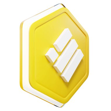 Binance USD (BUSD) Badge Left View Crypto Isolated On White Background Blockchain Technology 3D Rendering