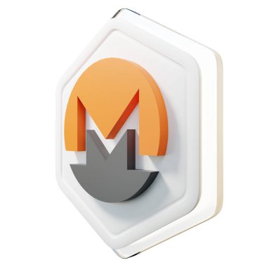 Monero (XMR) Badge Right View Crypto Isolated On White Background Blockchain Technology 3D Rendering