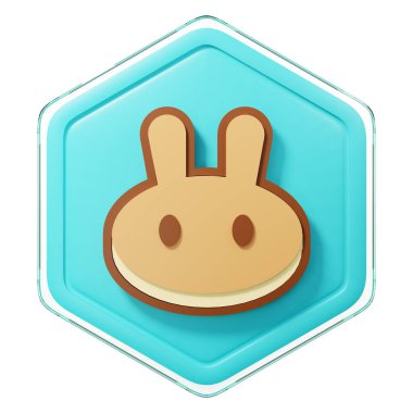 PancakeSwap (CAKE) Badge Crypto Isolated On White Background Blockchain Technology 3D Rendering