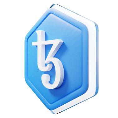 Tezos (XTZ) Badge Right View Crypto Isolated On White Background Blockchain Technology 3D Rendering