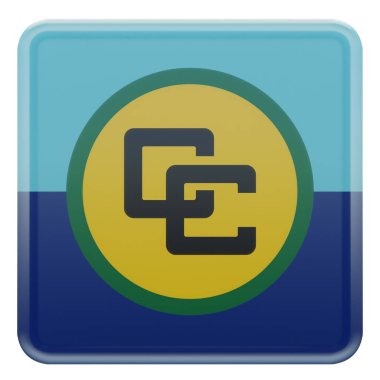 Caribbean Community 3d textured glossy square flag