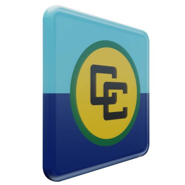 Caribbean Community 3d textured glossy square flag