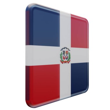 Dominican Republic 3d textured glossy square flag