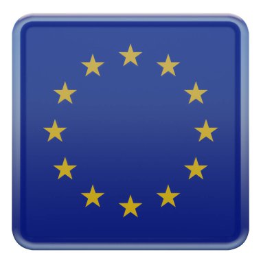 European Union 3d textured glossy square flag
