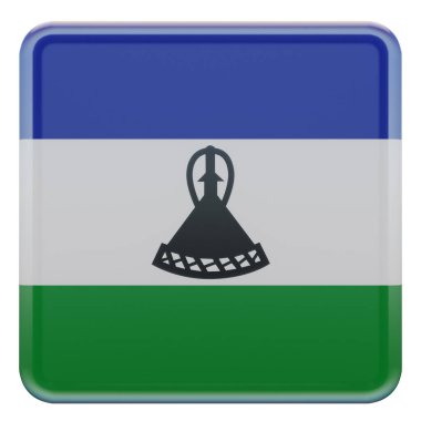 Lesotho 3d textured glossy square flag
