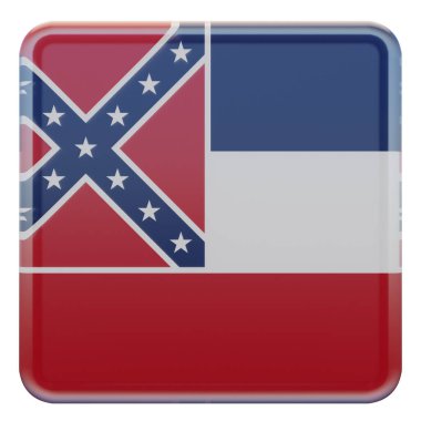 Mississippi 3d textured glossy square flag