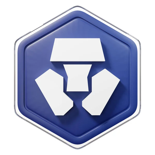 Cronos (CRO) Badge Crypto Isolated On White Background Blockchain Technology 3D Rendering