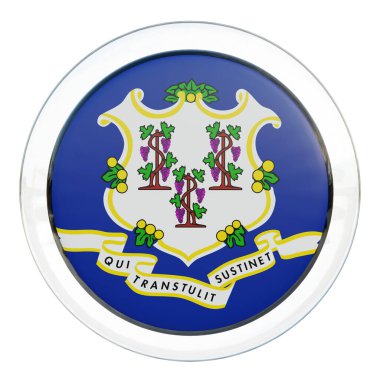 Connecticut 3d textured glossy circle flag