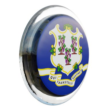 Connecticut 3d textured glossy circle flag