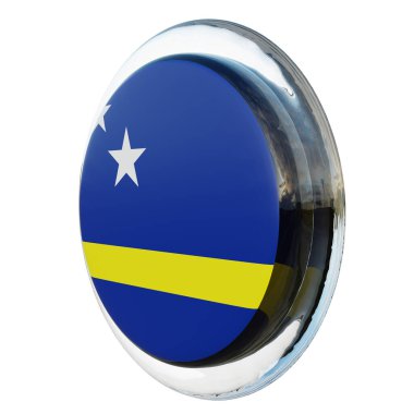 Curacao 3d textured glossy circle flag