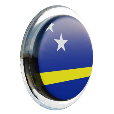 Curacao 3d textured glossy circle flag