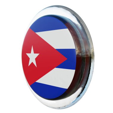 Cuba 3d textured glossy circle flag
