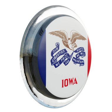 Iowa 3d textured glossy circle flag