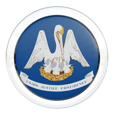 Louisiana 3d textured glossy circle flag