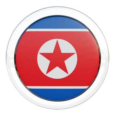 North Korea 3d textured glossy circle flag