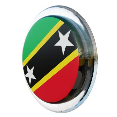 Saint Kitts and Nevis 3d textured glossy circle flag