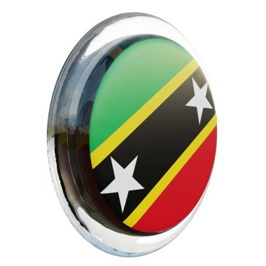 Saint Kitts and Nevis 3d textured glossy circle flag