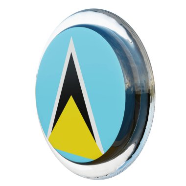 Saint Lucia 3d textured glossy circle flag
