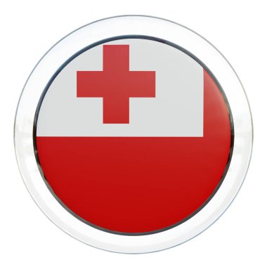 Tonga 3d textured glossy circle flag