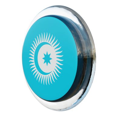 Turkic Council 3d textured glossy circle flag