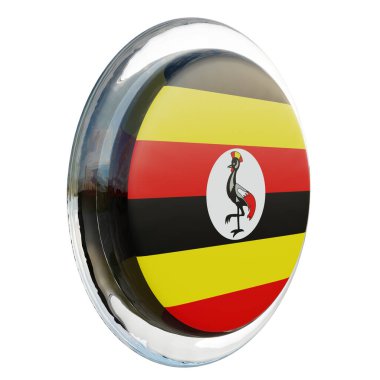 Uganda 3d textured glossy circle flag