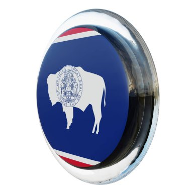 Wyoming 3d textured glossy circle flag