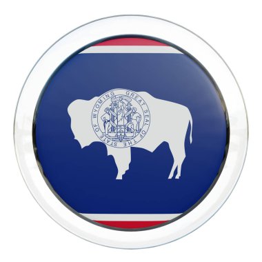 Wyoming 3d textured glossy circle flag