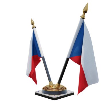 Czech Republic 3d illustration Double V Desk Flag Stand