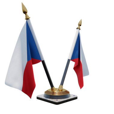 Czech Republic 3d illustration Double V Desk Flag Stand