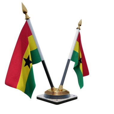 Ghana 3d illustration Double V Desk Flag Stand
