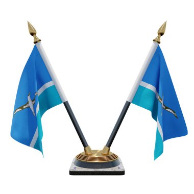 Midway Islands 3d illustration Double V Desk Flag Stand