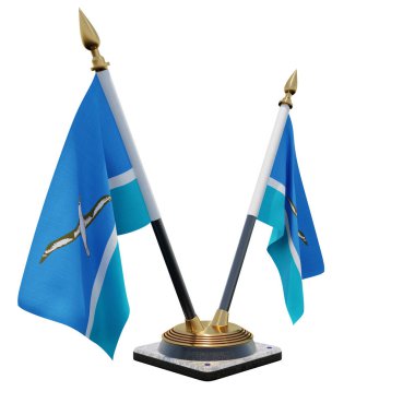 Midway Islands 3d illustration Double V Desk Flag Stand