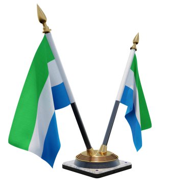 Sierra Leone 3d illustration Double V Desk Flag Stand
