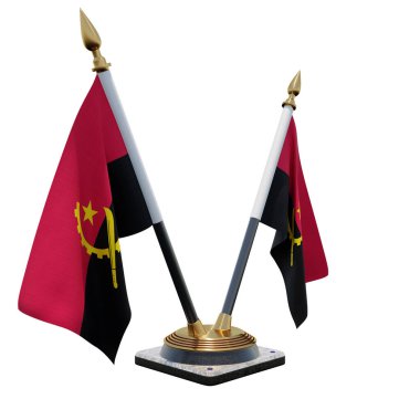 Angola 3d illustration Double V Desk Flag Stand