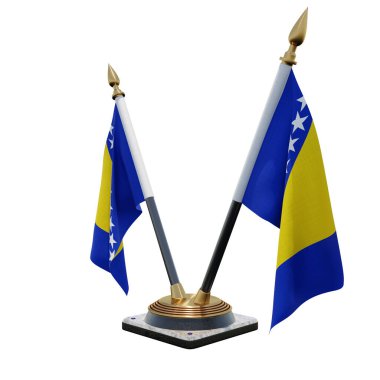 Bosnia and Herzegovina 3d illustration Double V Desk Flag Stand