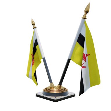Brunei 3d illustration Double V Desk Flag Stand