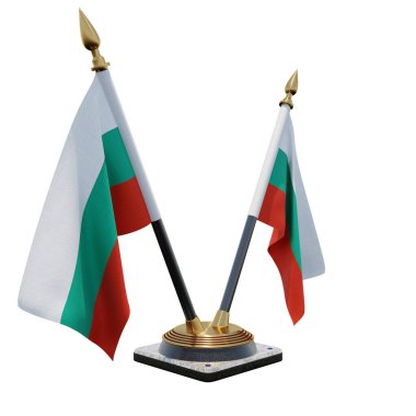Bulgaria 3d illustration Double V Desk Flag Stand