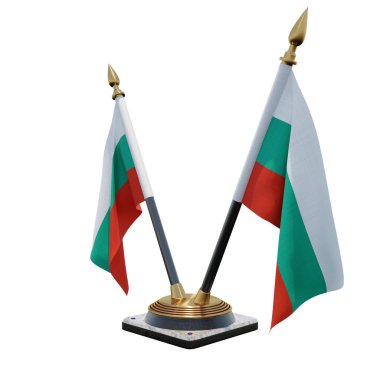 Bulgaria 3d illustration Double V Desk Flag Stand
