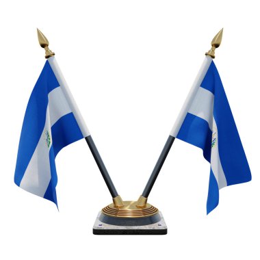 El Salvador 3d illustration Double V Desk Flag Stand