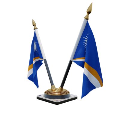 Marshall Islands 3d illustration Double V Desk Flag Stand