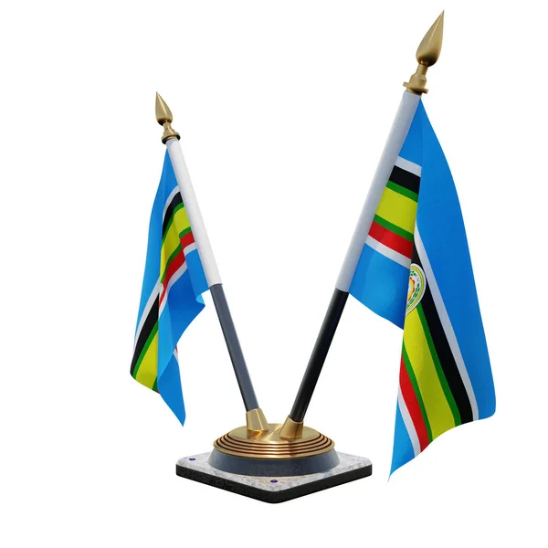 East African Community 3d illustration Double V Desk Flag Stand