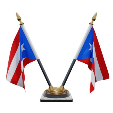 Puerto Rico 3d illustration Double V Desk Flag Stand