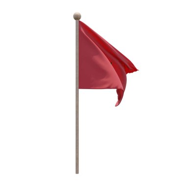 Morocco 3d illustration flag on pole. Wood flagpole